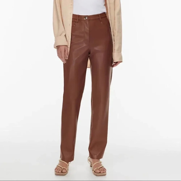 ARITZIA Melina Cognac Vegan Leather Pants - Picture 1 of 12